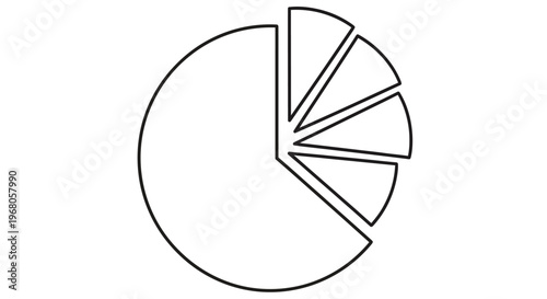 Simple black and white pie chart illustration with five segments displayed