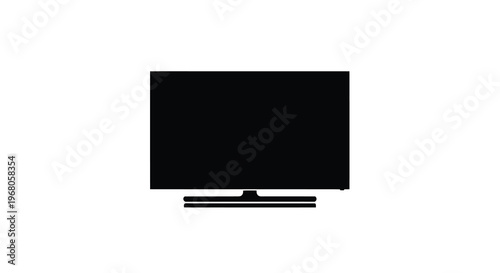 A simple flat screen television silhouette against a stark white background showcasing modern display technology