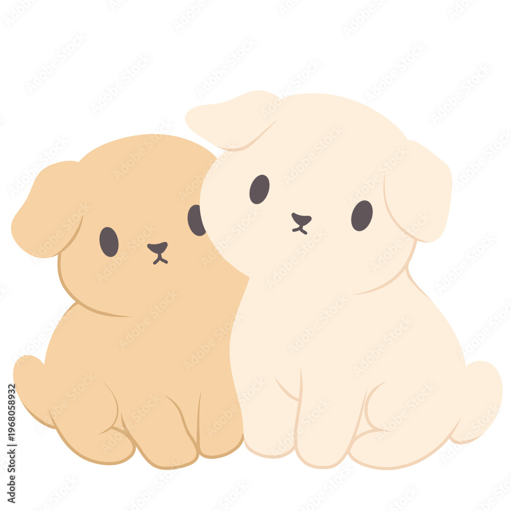 Obraz premium Adorable dog illustration in soft pastel tones, minimalist flat design style, perfect for branding, packaging, social media and kids content.