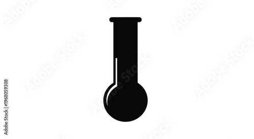 A simple black silhouette of a round bottomed flask commonly used in chemistry labs high quality