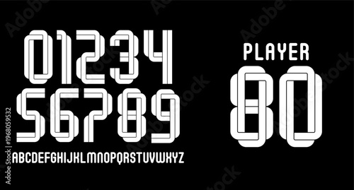 ROUNDED UNIQUE NUMBER SET NAME SET LUXURY RETRO MODERN VINTAGE NAMESET FOR JERSE