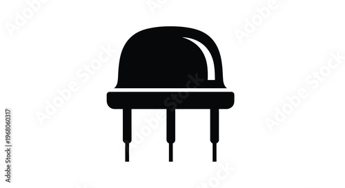 A black silhouette of a generic led light emitting diode with three pins high quality professional