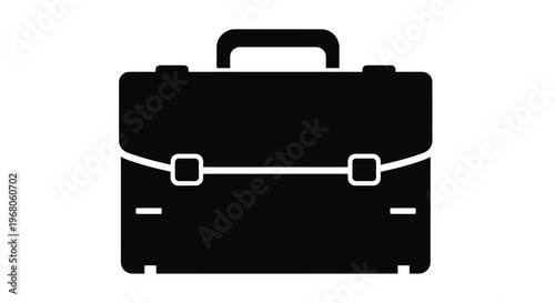 A simple black and white icon depicts a closed briefcase symbolizing business and portability high quality
