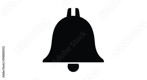 A simple black silhouette depicting a traditional bell shape with a clapper high quality professional detailed