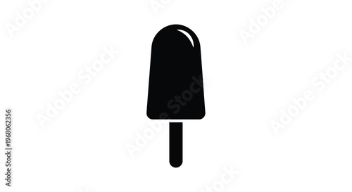 A simple black silhouette of a popsicle on a stark white background minimalist design high quality