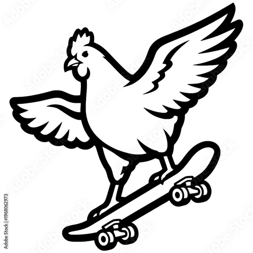 Skateboarding chicken silhouette