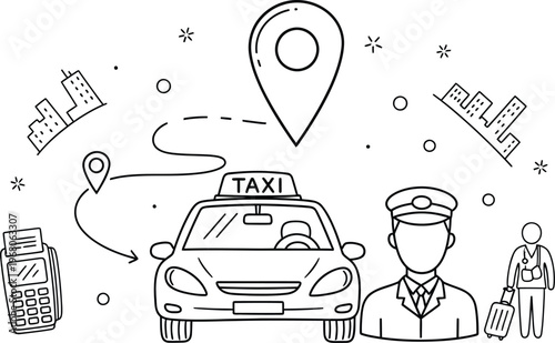 Taxi Service and Ride Sharing Technology Concept
