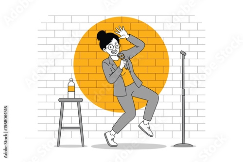 Female Comedian Performing Stand Up Comedy Show