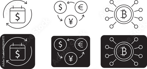 Finance and cryptocurrency icons set