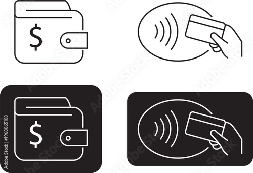 Wallet and contactless payment icons