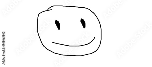 Minimalist Black Ink Sketch of a Smiling Face, Hand-Drawn Emoticon