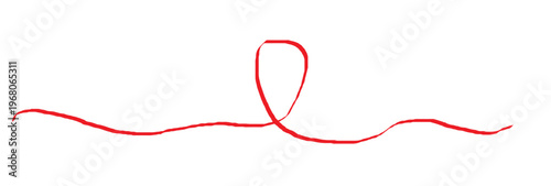  Red Hand-Drawn Looped Line Vector, Sketch Doodle Ribbon