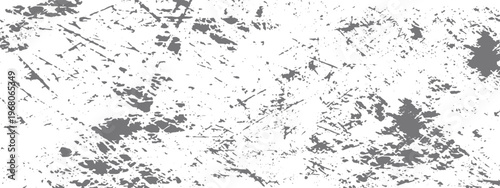 Grunge texture background with grey distressed scratches on white. Horizontal vector illustration in vintage style for graphic design, overlays, and weathered effects.
