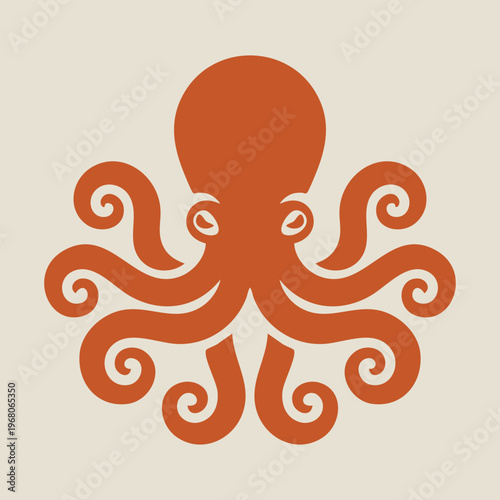 Curled arm octopus silhouette illustration