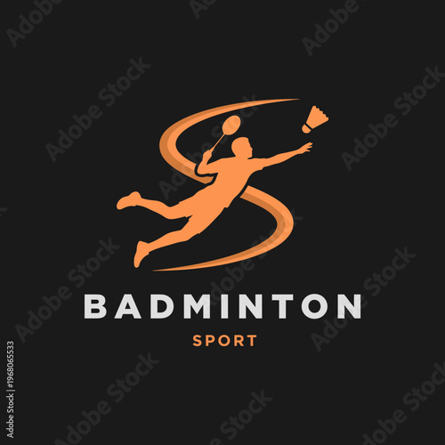A striking silhouette of a badminton player in action captures the energy and passion of the sport, showcasing athleticism and movement in an impactful manner.