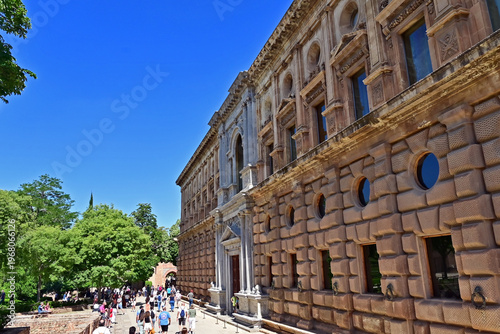 Obraz na plátně Granada, il palazzo di Carlo V dell'Alhambra, Andalusia, Spagna