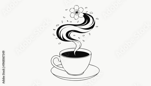 

A hot espresso coffee cup with steam and aroma is a brown vector icon illustration of a caffeine beverage served in a cafe restaurant