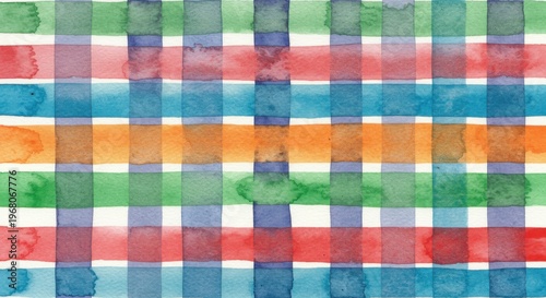 Watercolor plaid Colorful stripes interweave with a watery handmade texture