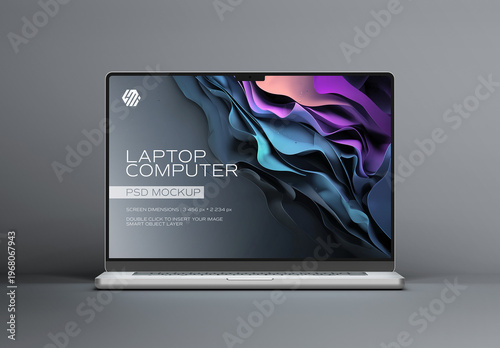 Laptop Mockup Isolated on Grey Background – Digital Device Presentation