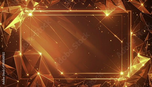 Abstract geometric background, frame, gold, sparkle, and modern design.