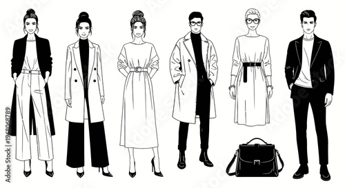 Stylish Men and Women Fashion Models in Winter Outfits