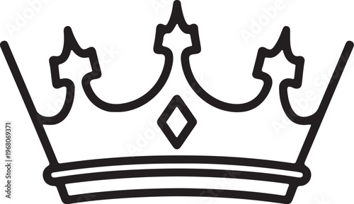 Royal King or Queen Crown Hand-drawn Sketch Drawing Vector Illustration, Line Linear Symbol Black and White Engraving, Isolated