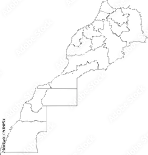 Outline Map of Morroco with Administrative Borders