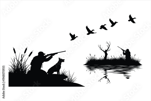 Hunting Scene Silhouette