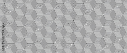 Abstract Black and White Structural Isometric Construction. Volumetric Wall of Cubes. Ribbed Striped Solid Surface. Vector. 3D Illustration