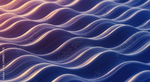 Wavy gradient ribbons cascade a symphony of blue and lavender hues in rhythmic motion