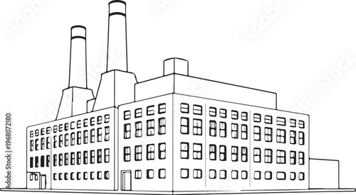 Textile Fabric Building Hand-drawn Sketch Drawing Vector Illustration, Line Linear Symbol Black and White Engraving, Isolated