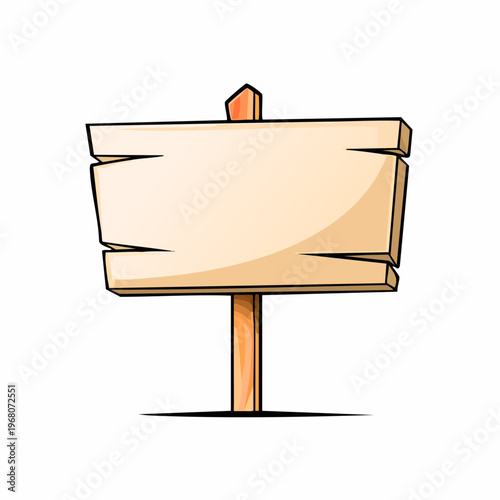 Wooden Blank Sign Board Post.