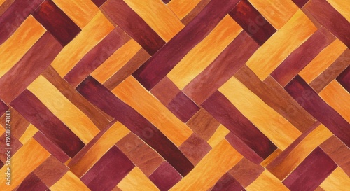 Woven planks of warm hues create a cozy textured pattern
