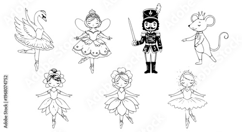 Magical ballet characters inspired by Swan Lake and Nutcracker
