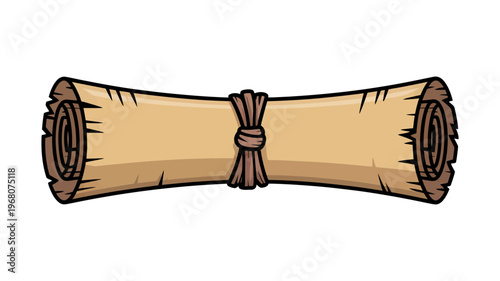 A tightly rolled ancient parchment scroll tied securely in the middle with a simple knot.