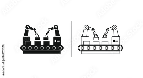 Robotic Arms on Tanks for Industrial Use Vector