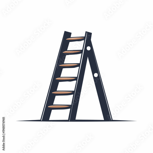 Black A-frame step ladder structure.