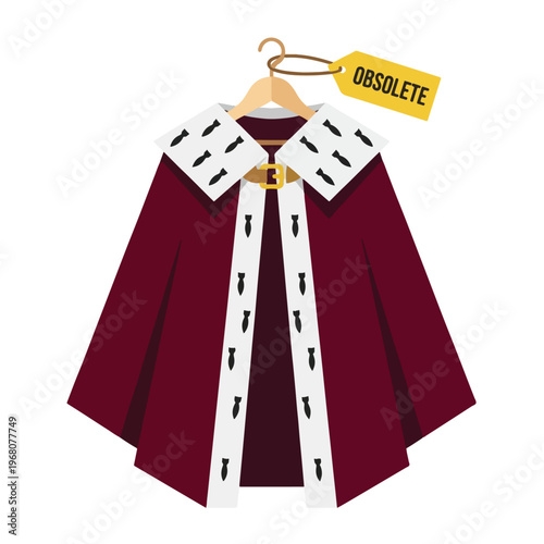 Burgundy Royal Cape on Hanger Obsolete Tag Vector