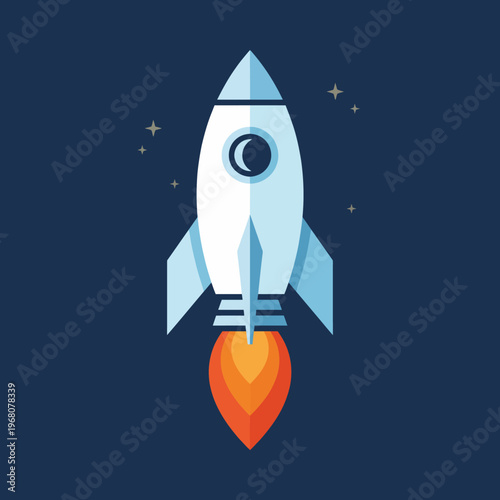 A sleek and modern rocket illustration, symbolizing adventure and exploration, set against a starry night sky, encapsulating the excitement of space travel and innovation.