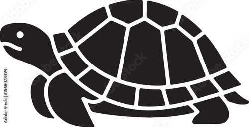 A 3d vector illustration of a turtle on a white background playing with a black soccer ball symbol to represent a world sports competition goal