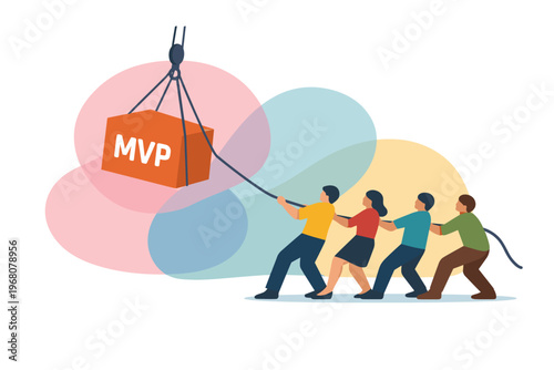 Team Pulling MVP Box Upwards With Crane.