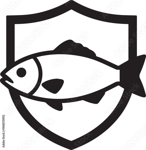 An illustrative representation of a fish enclosed within a shield, conveying themes of protection, safety, and security.
