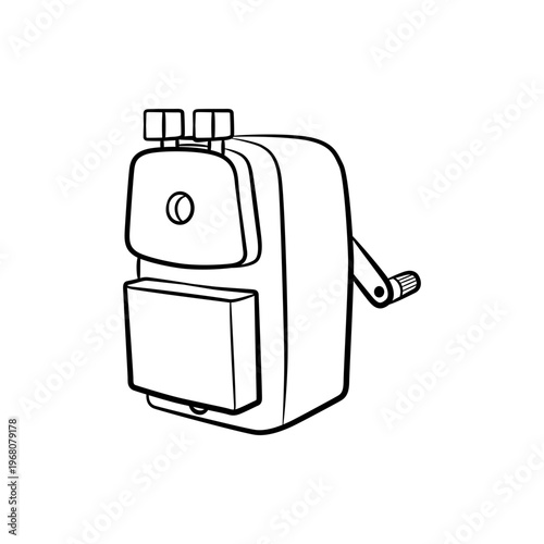 Manual Crank Pencil Sharpener Line Art Illustration