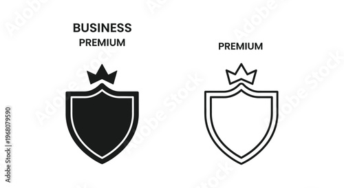 Premium Business Shields with Crowns Vector