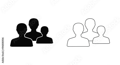 People Silhouettes Teamwork Icons Vector