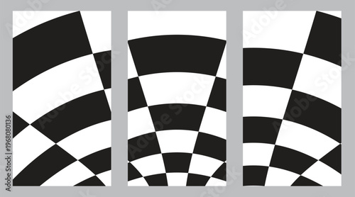 Black and white checkerboard optical illusion perspective vector.