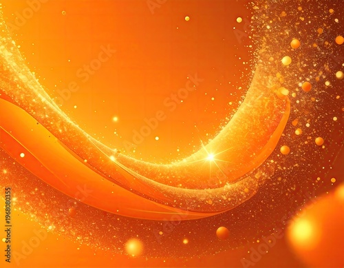Swirling orange wave with sparkling dust and spherical lights