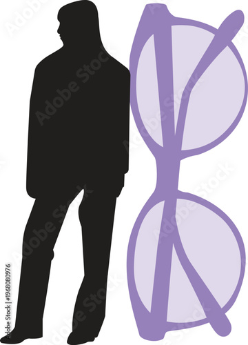 a model stand by a standing sunglass, business concept