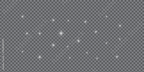 The Dust White sparks stars shine with special light. Vector sparkles on a transparent background.
