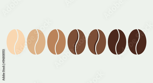 Foto et of coffee bean icons in flat vector style.